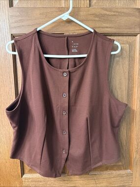 a new day Chocolate Brown Button-Front Sleeveless Tank